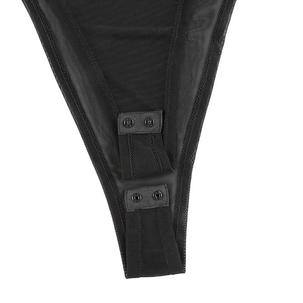 HALF ZIP SHEER BODYSUIT