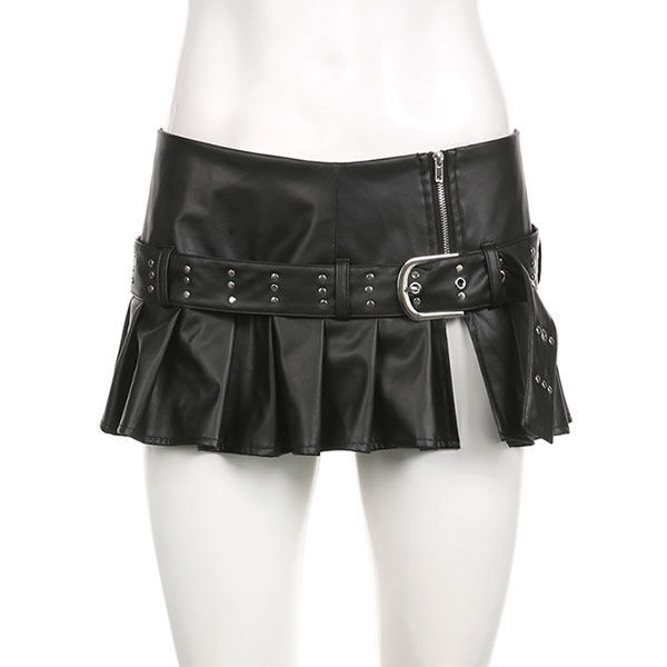 ECO LEATHER PLEATS SKIRT