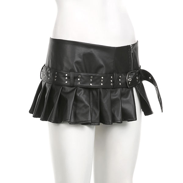 ECO LEATHER PLEATS SKIRT