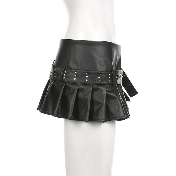 ECO LEATHER PLEATS SKIRT