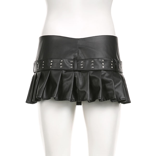 ECO LEATHER PLEATS SKIRT
