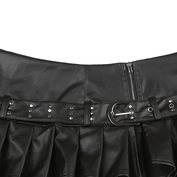 ECO LEATHER PLEATS SKIRT