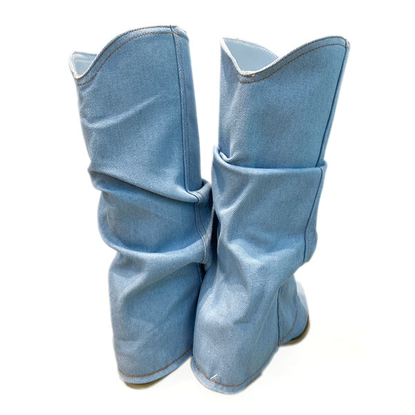 LAYERED DENIM BOOTS