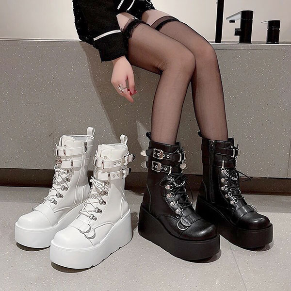 BUCKLE PLATFORM BOOTS