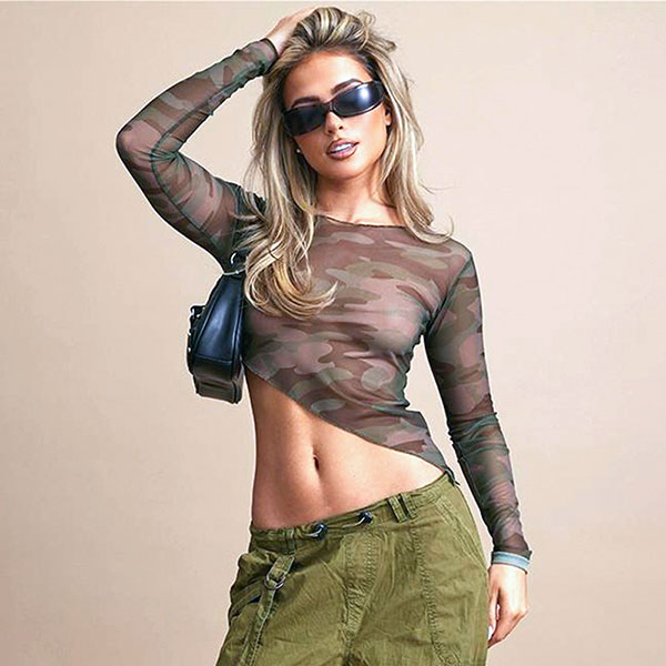 ASYMMETRY CUT CAMO CUTSEW