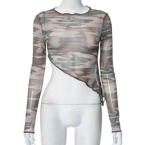 ASYMMETRY CUT CAMO CUTSEW
