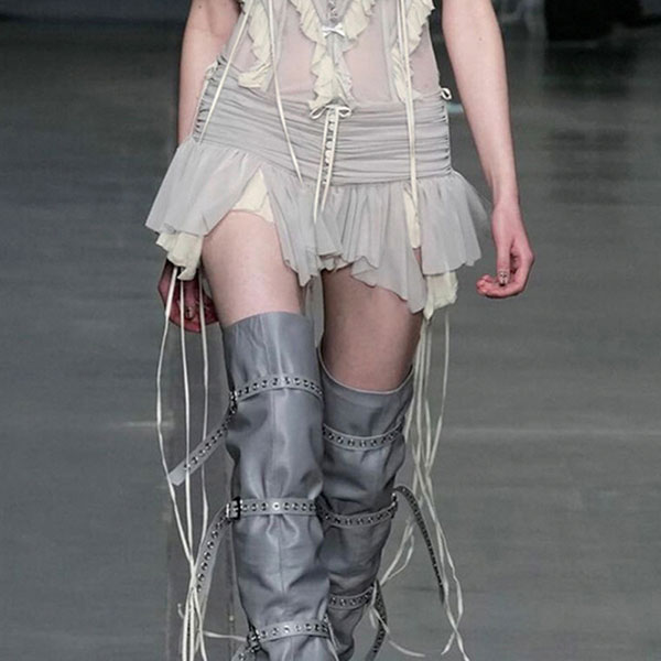 SHIRRING SHEER SKIRT