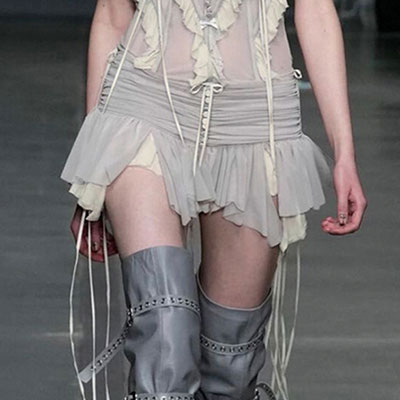 SHIRRING SHEER SKIRT