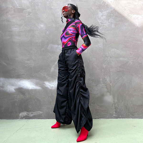 SHIRRING WIDE PANTS