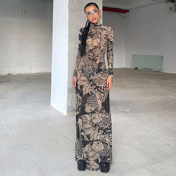 PATTERN SHEER ONEPIECE