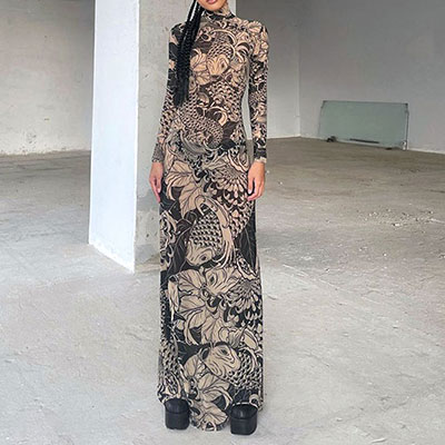 PATTERN SHEER ONEPIECE