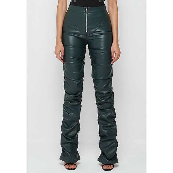 ECO LEATHER SHIRRING PANTS