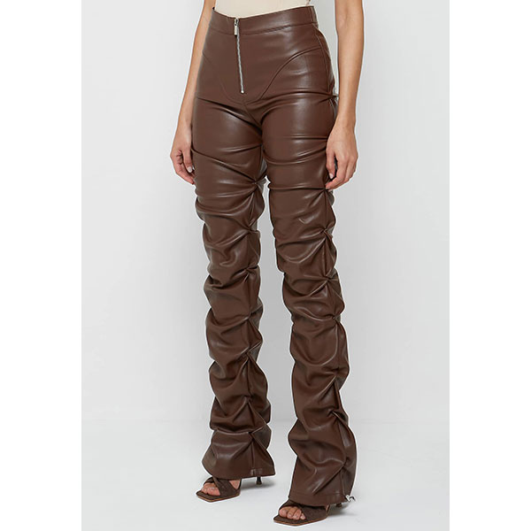 ECO LEATHER SHIRRING PANTS