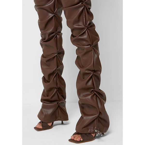 ECO LEATHER SHIRRING PANTS