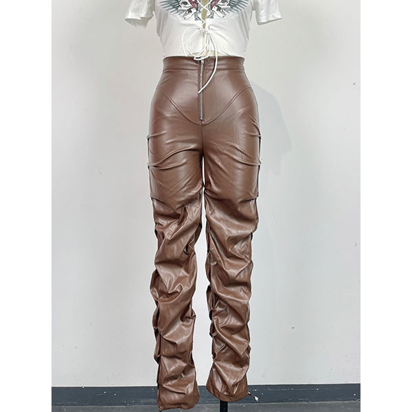ECO LEATHER SHIRRING PANTS