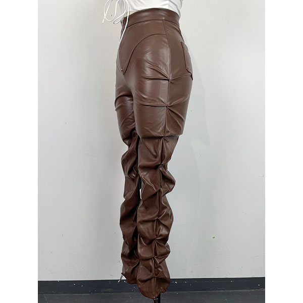 ECO LEATHER SHIRRING PANTS