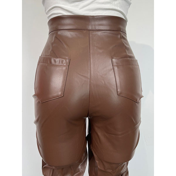 ECO LEATHER SHIRRING PANTS