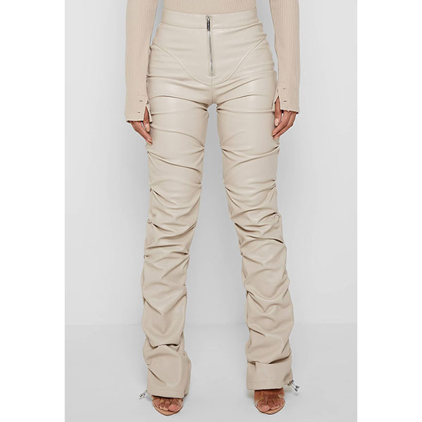 ECO LEATHER SHIRRING PANTS