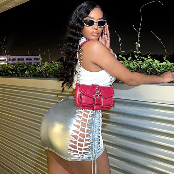 LACE UP METALLIC SKIRT