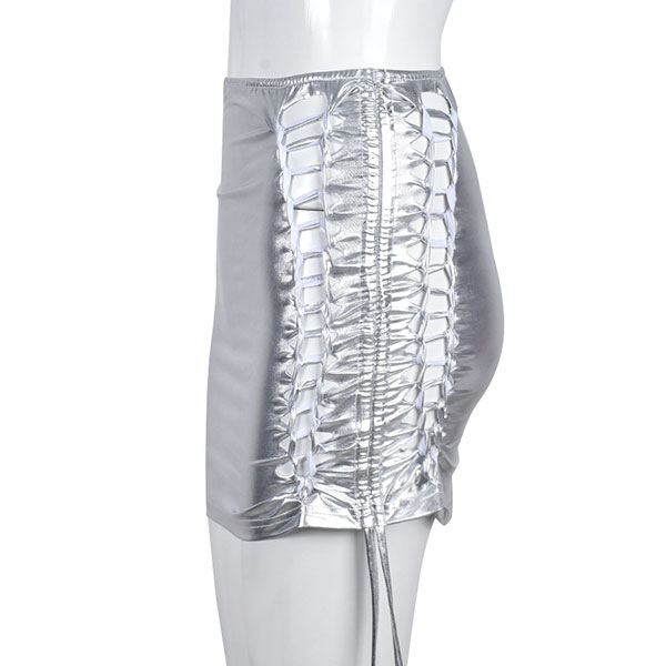LACE UP METALLIC SKIRT