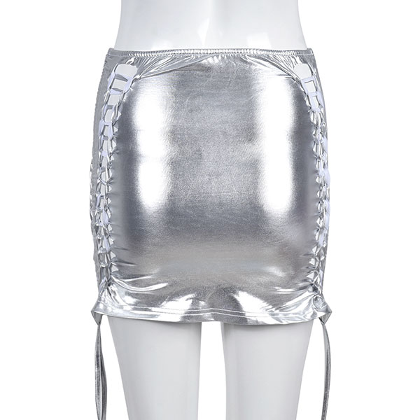 LACE UP METALLIC SKIRT