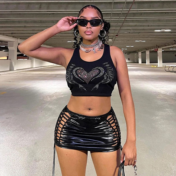 LACE UP METALLIC SKIRT