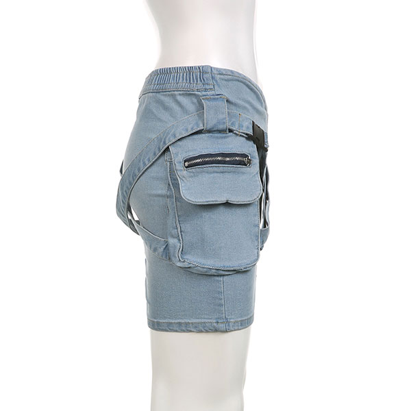 CROSS STRAP DENIM SKIRT