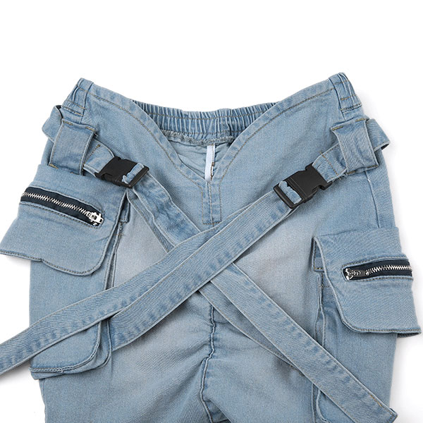 CROSS STRAP DENIM SKIRT