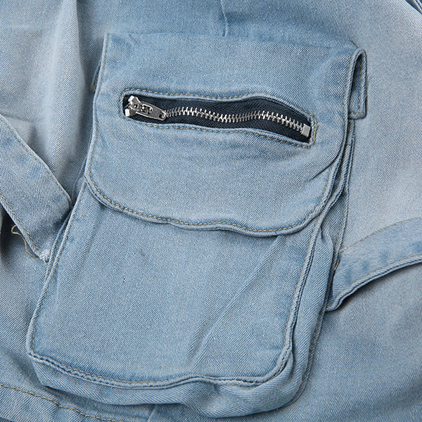 CROSS STRAP DENIM SKIRT