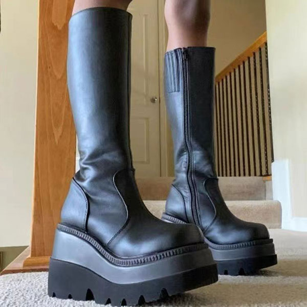 SIDE ZIP PLATFORM BOOTS