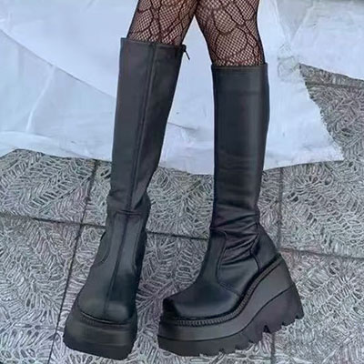 SIDE ZIP PLATFORM BOOTS