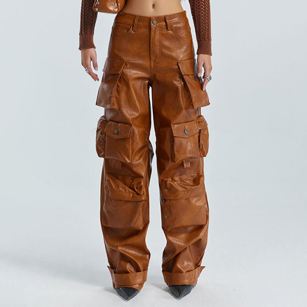 ECO LEATHER MULTI CARGO PANTS