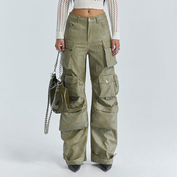 ECO LEATHER MULTI CARGO PANTS
