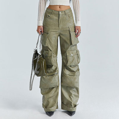 ECO LEATHER MULTI CARGO PANTS