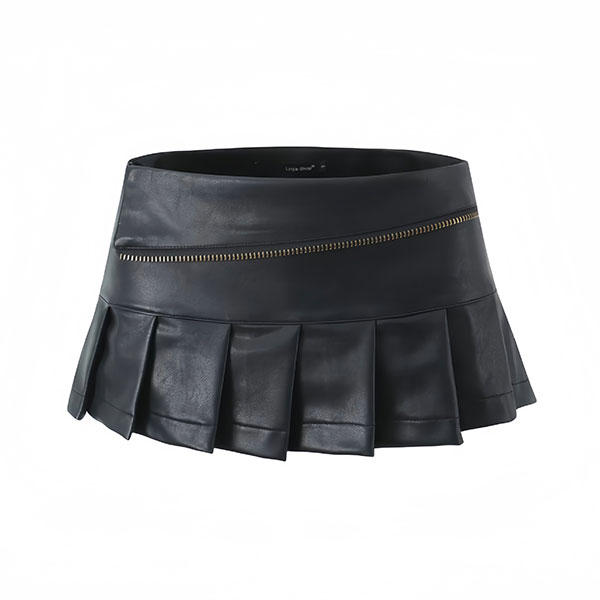 ECO LEATHER PLEATS SKIRT