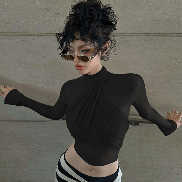 STRAP RIBBON SHEER TOP