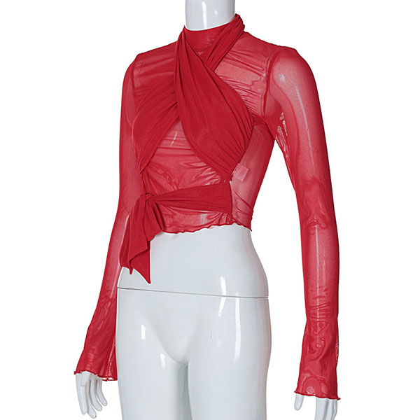 STRAP RIBBON SHEER TOP