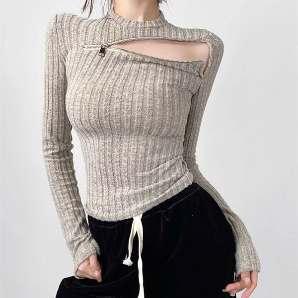 ZIP RIB KNIT