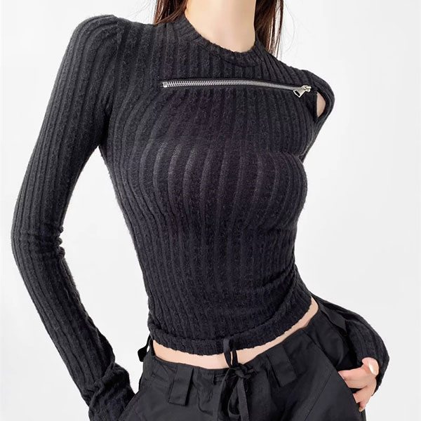ZIP RIB KNIT