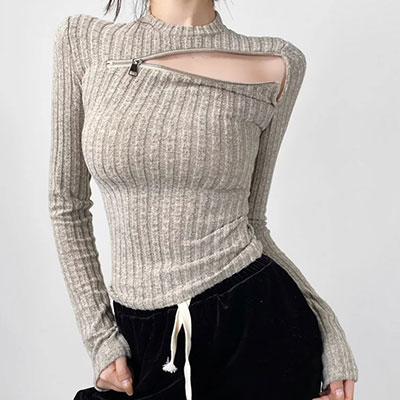ZIP RIB KNIT