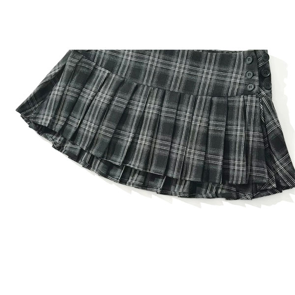 CHECK PLEATS SKIRT