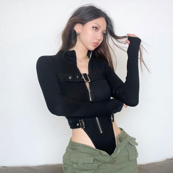 BUCKLE ZIP BODYSUIT
