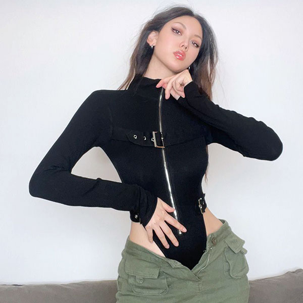 BUCKLE ZIP BODYSUIT