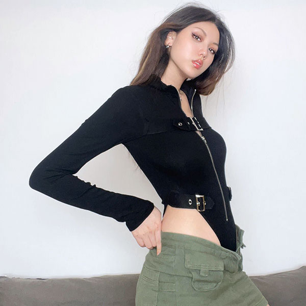 BUCKLE ZIP BODYSUIT