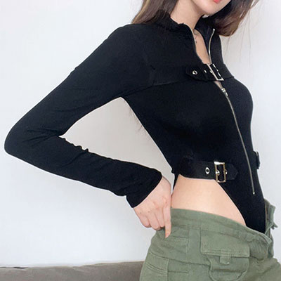 BUCKLE ZIP BODYSUIT