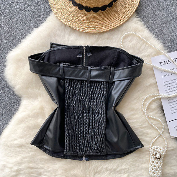 ECO LEATHER ZIP BARE TOP