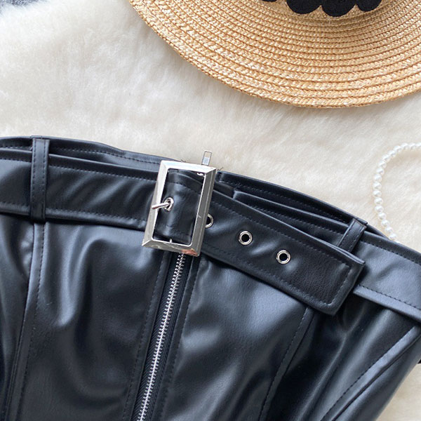 ECO LEATHER ZIP BARE TOP