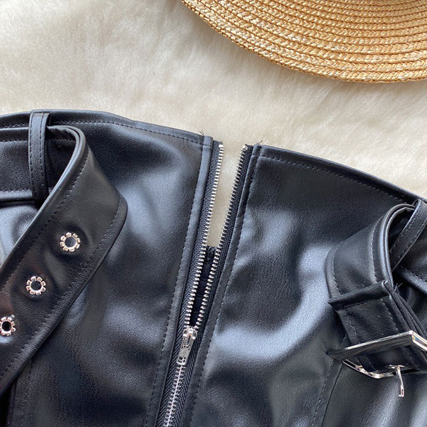 ECO LEATHER ZIP BARE TOP