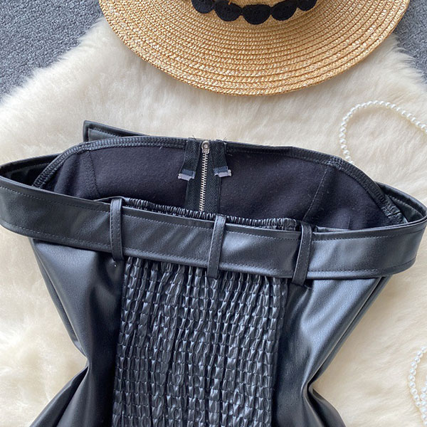 ECO LEATHER ZIP BARE TOP