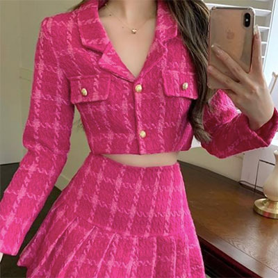 CHECK TWO PIECE SUIT